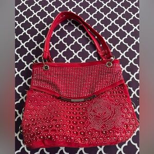 Women’s red handbag with silver grommets new